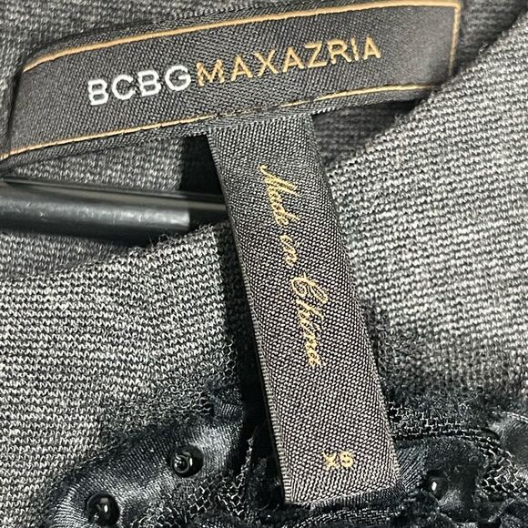 BCBGMAXAZRIA black grey‎ mini dress pockets short sleeve shift style, size XS - Picture 12 of 16